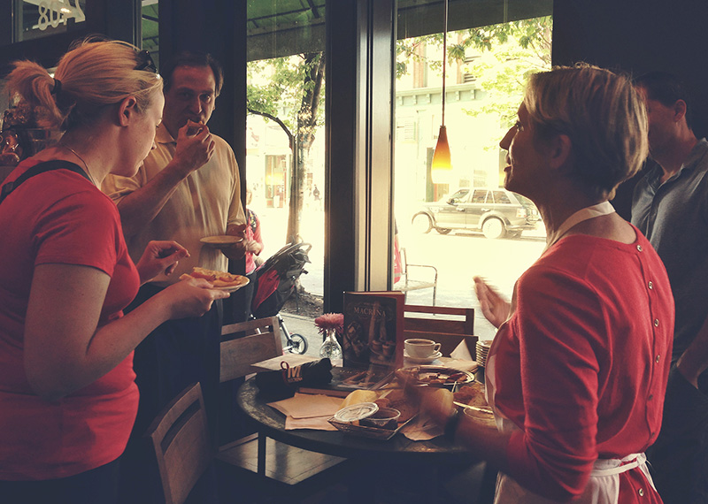Leslie chats with Macrina customers during our Eat Real Food event on Wednesday, August 28. 